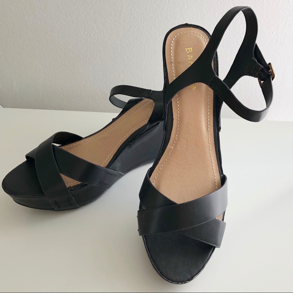 Black Leather Platform Sandals